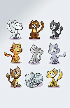 可爱宠物猫狗元素插画