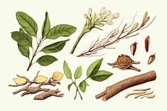 白术保健中药材插画