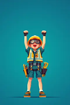 卡通男生建筑工人图片插画