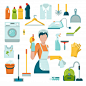 Cleaning icons set Free Vector
