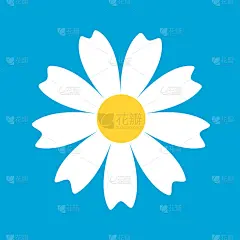 菊花圆形洋甘菊图标。白色的花。甘菊花瓣。可爱的植物。爱的名片。日益增长的概念。情人节装饰快乐。平面设