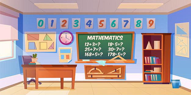 儿童数学教室室内场景插画矢量图素材