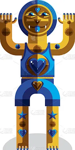 现代向量插画，几何立体主义风格的化身
