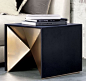 Kravitz x CB2 brass and leather end table
