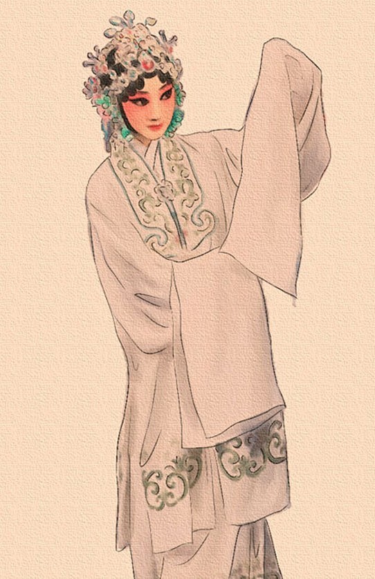 手绘古装戏曲人物图br京剧白蛇传白素贞