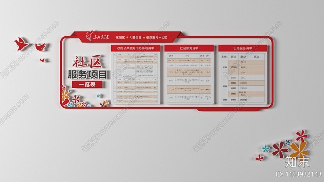 现代社区党建文化墙3D模型下载【ID:1...