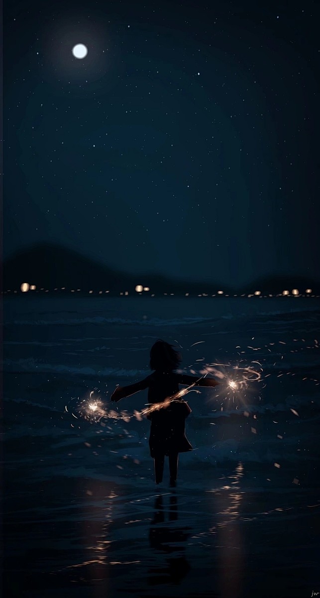 #背景 孤寂少女 - 画师JW的插画 -...