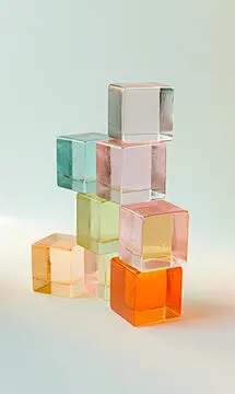 点击来源直接获取大图文件 |Spectrum of stacked multicolored glass blocks