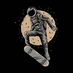 滑板宇航员太空人插画矢量图设计素材