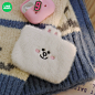 LINE FRIENDS 连我朋友 HUG BROWN 系列 毛绒卡包便携手拎钱包-tmall.com天猫