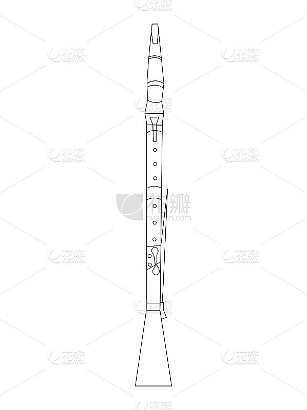 双簧管插图的线条艺术画素材-花瓣网