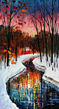 winter-stream-palette-knife-oil-painting-on-canvas-by 进口装饰画画芯图库