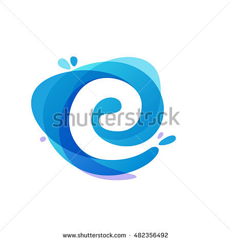 Letter E logo at blu...