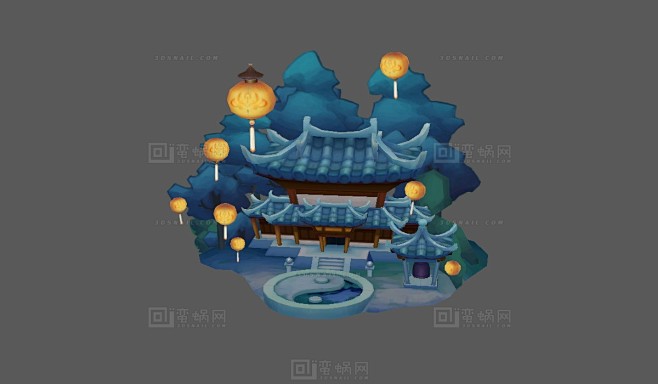 太极观，八卦石台，孔明灯，黄色灯笼 - ...