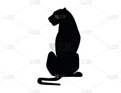 黑色剪影成年狮子坐在地上非洲野生食肉猫雌性狮子卡通可爱的动物设计平面矢量插图孤立在白色的背景