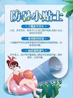 夏季防暑降温科普小知识  - 源文件下载【酷图网】健康教育,夏季防暑知识,展板,海报,夏季,防暑,小妙招