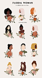 FLORAL WOMAN modern women prints by ModernArtStore on @creativemarket