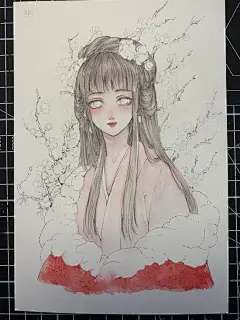 梅兰竹菊第一张 梅 水彩手绘过程咯 - 半次元 - ACG爱好者社区