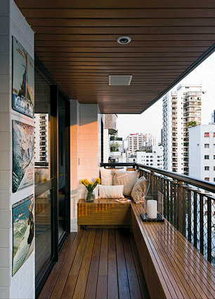 现代客厅阳台木地板设计效果图