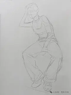 单人坐姿速写，女青年坐姿速写，速写照片对画，正面坐姿速写，人物坐姿速写动态，坐姿速写步骤图，线性速写