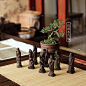 越南天然沉香木雕工艺品 众八仙 手把件把玩小件古玩