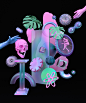 3D 3D illustration billelis colors design Digital Art  fantasy ILLUSTRATION  pink skull