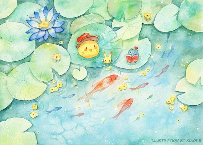 初夏-小可鲁贝洛斯_水彩,绘本,插画,童...