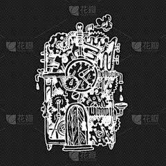蒸汽朋克,手,商务,技术,建筑业,设备用品,草图,电,绘制,复古