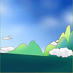 中国风插画武当山山顶寺庙练武功场地背景