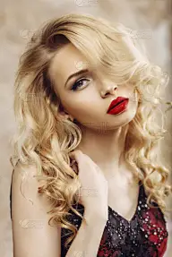 金色头发,注视镜头,女人,自然美,人,25岁到29岁,黑色,白人,彩妆