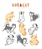 儿童卡通宠物猫咪狗手绘插画图案手机壳抱枕设计PSD素材
