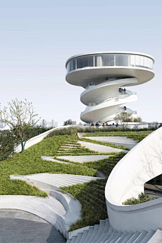 采集肥大耗不会摄技采集到景观空间-台地景观台阶上