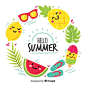 This contains an image of: Free Vector | Hello summer background