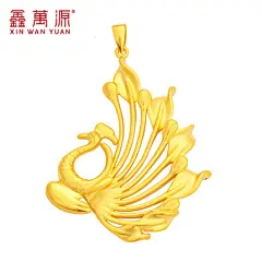 鑫万源 黄金吊坠女士3D硬金坠子凤凰24K纯金项链挂坠毛衣链挂件