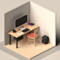 Project Spaces - Isometric Dimension Scenes : A collection of isometric 3D renders created in Adobe Dimension, depicting spaces where things get done. 