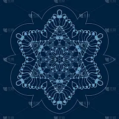 蓝色,彩色图片,洋葱花,雪花,深的,花纹,圆形,黄色,紫色,花边