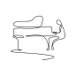 Continuous Line Art Vector Art PNG, Pianist Music Continuous Line Art Drawing, Outline, Piano, Key PNG Image For Free Download