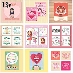 【A1676】ai矢量母亲节唯美花朵妈妈和孩子形象海报卡片设计素材-淘宝网