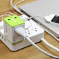 美国Satechi 创意便携电源转换插头+USB充电器 万国插座基本款