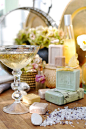 Soaps + salts + glass of bubbly...: 