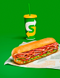 SUBWAY Visual Identity System : The new campaign includes the Subway sandwich line as well as conceptual food art pieces highlighting Subway ingredients to be used in the system worldwide.