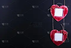 爱情卡片模板与空白相框心形