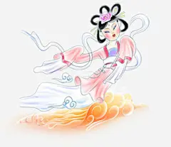 创意手绘嫦娥奔月效果七夕节海报高清素材 创意 奔月 嫦娥 效果 海报 免抠png 设计图片 免费下载