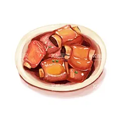 手绘红烧排骨插画   - 源文件下载【酷图网】食物,糖醋排骨,手绘,插画,插图,美食,中餐,美味,排骨,卡通,米饭,肉,辣椒,糖醋,红烧