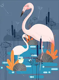 分享一组森系动物风格插画，创意十足，配色清新，很适合新手临摹学习。
#灵感##创意脑洞##配色##插画##森系# ​​​​