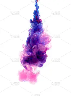 颜色进入液体，在运动中拍照。云丝墨水在白色孤立的背景，一个抽象的旗帜。