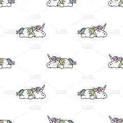 懒人独角兽睡觉无缝模式，矢量插图