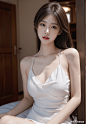 美女壁纸：颜值与身材并存的白色针织吊带包臀裙女神_显得_弹性_曲线 : 细细的腰肢和丰满的胸部形成了一条完美的曲线，让人过目难忘。整个造型优雅而性感，让人无法移开视线。在这充满诗意的画面中，她成为了一道亮丽的风景线，让人为之倾倒。她的美丽不仅仅是外表的精致，更是一种内在的气质和自…