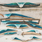 葡萄牙艺术家Johny Surf Art 在冲浪的时候找到灵感，用岸边捡来的浮木结合石膏创作的海浪 ​​​​