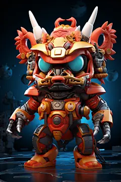 武装站立创意立体十二生肖龙动物模型图片